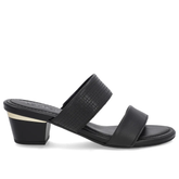 Sabots en cuir noir avec brides texturées