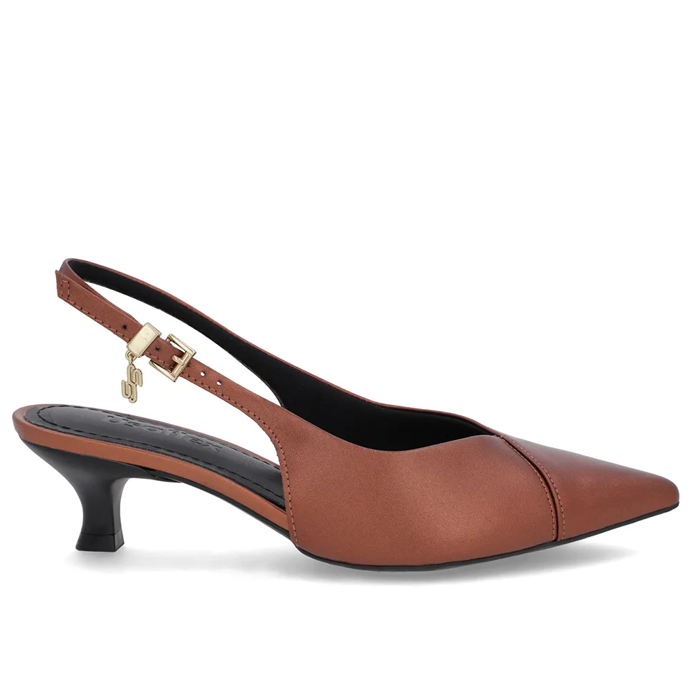 Slingback Cover Kitten Heel Cuir semi-ouvert