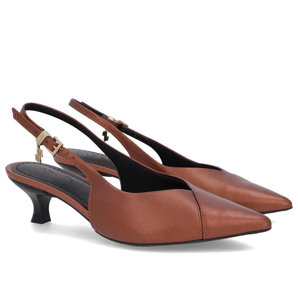 Slingback Cover Kitten Heel Cuir semi-ouvert