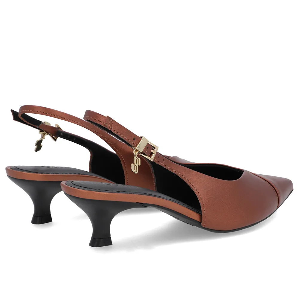 Slingback Cover Kitten Heel Cuir semi-ouvert