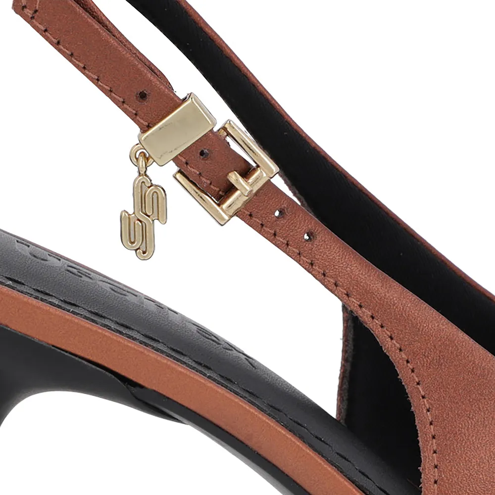Slingback Cover Kitten Heel Cuir semi-ouvert