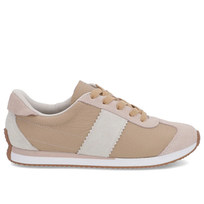 Baskets en cuir beige avec détails latéraux