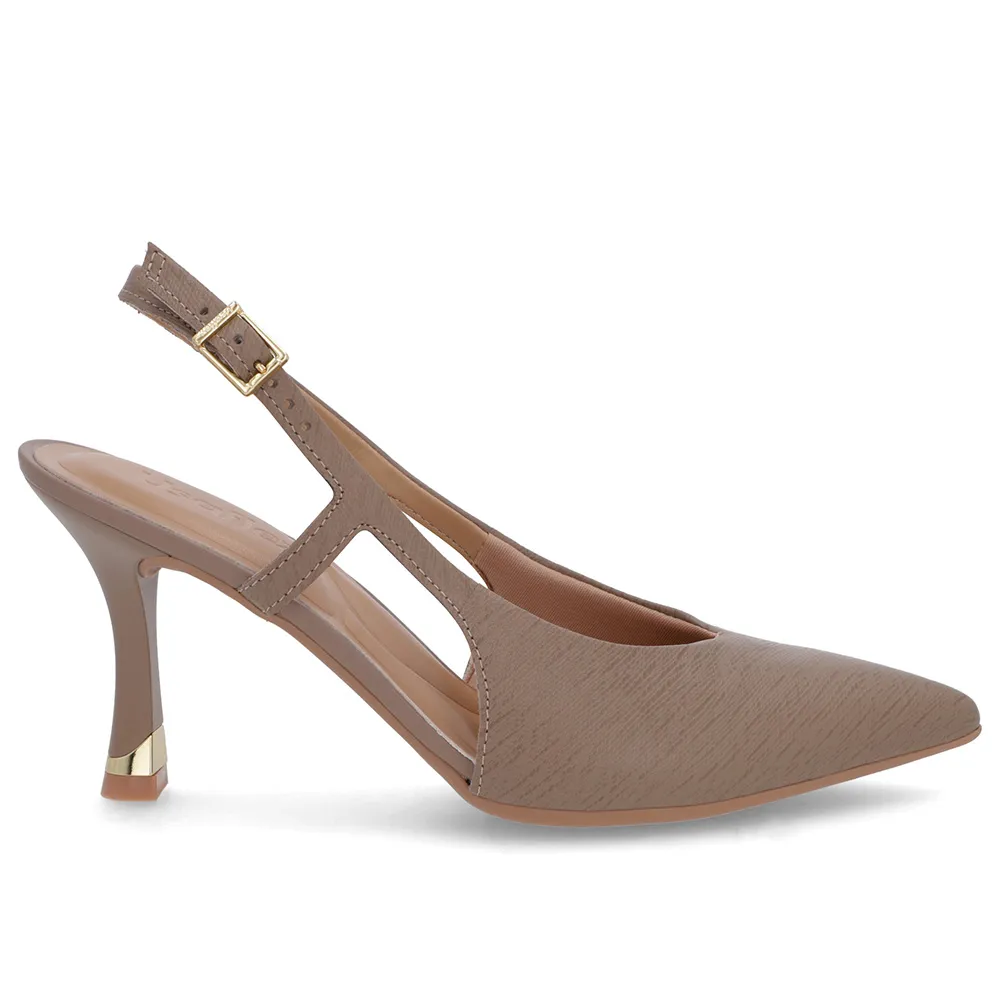 Escarpins marron à brides latérales et cuir texturé